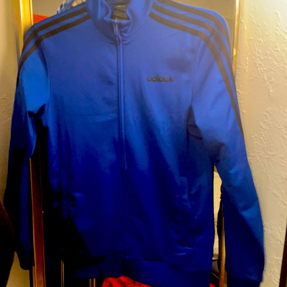 Adidas vintage style track jacket royal blue with black stripes